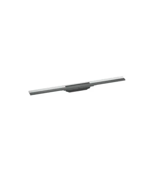 Duschrinne aus Edelstahl mit einem Chrom-Finish, geeignet für die Installation in Duschen, typisch für Produkte von Hansgrohe.